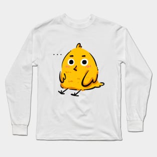 Cute waiting baby chicks sitting on the ground Long Sleeve T-Shirt